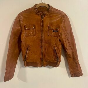 Members Only women’s brown leather bomber medium